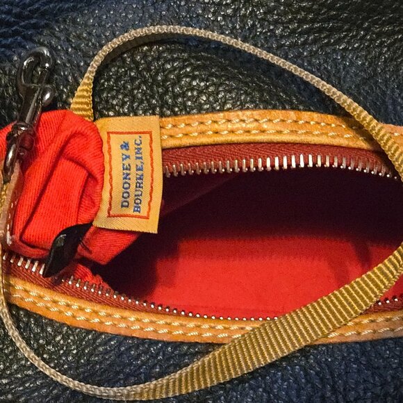 Dooney & Bourke Black Pebble Grain Leather Hobo Bag With Tan Accents & Red Inter - Picture 2 of 10